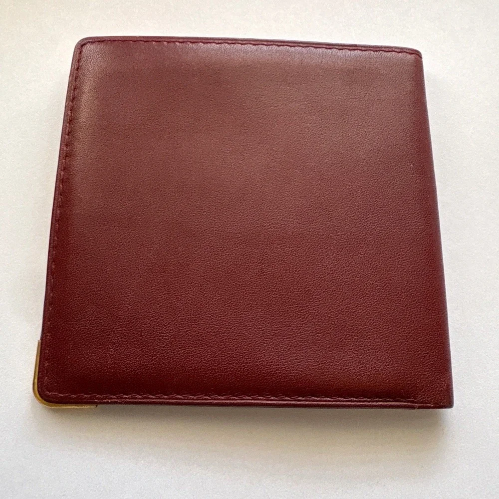 Cartier Must de Cartier Bifold Wallet Bordeaux Leather Gold Corners Men France